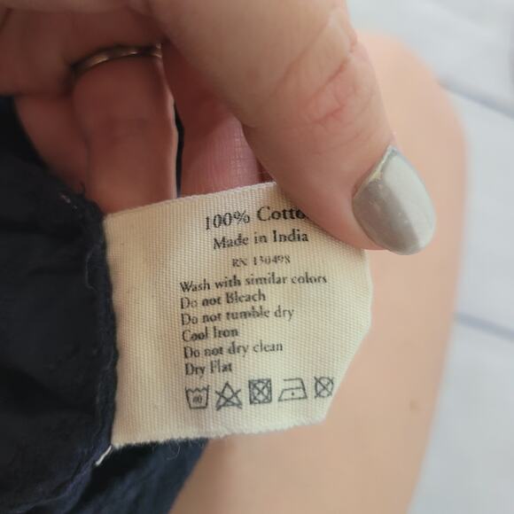 Jack Wills Size 10 Circle Embroidered Navy Short Sleeve Crop Top Keyhole Back - Picture 9 of 9